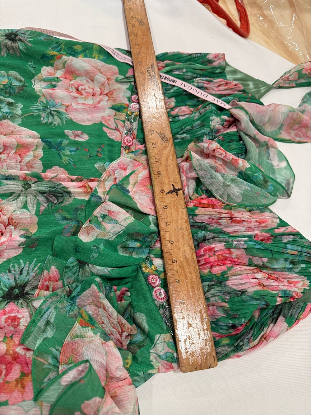 Green Floral Ruffled One-Shoulder Maxi Dress
